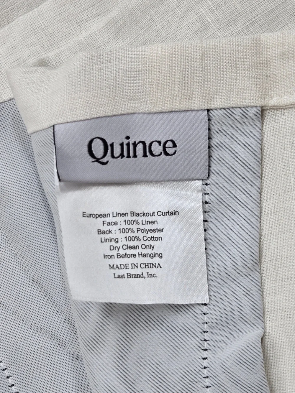 NWT QUINCE Set Of 2 48x96 European Linen True Blackout Curtains Cream 9503